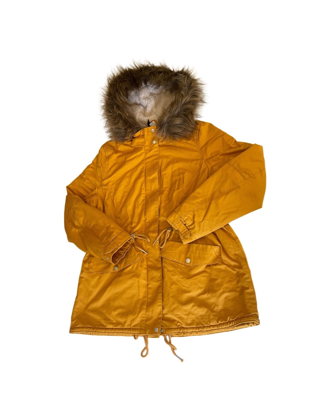 Divided H&M Women's Size 12 Mustard Yellow Parka Winter Coat